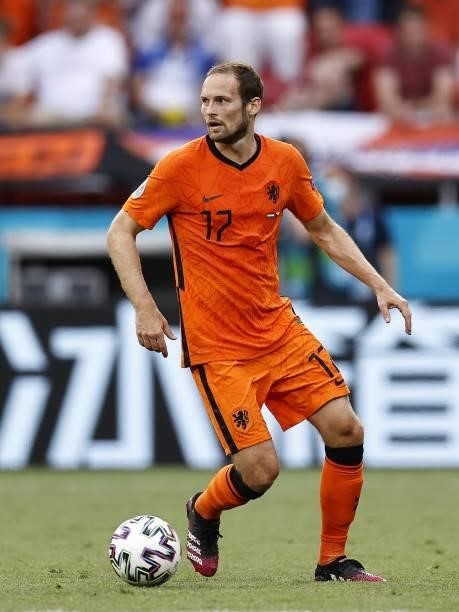 Daley Blind of Holland during the UEFA EURO 2020 match between the Netherlands and the Czech Republic at the Puskas Arena on June 27, 2021 in...