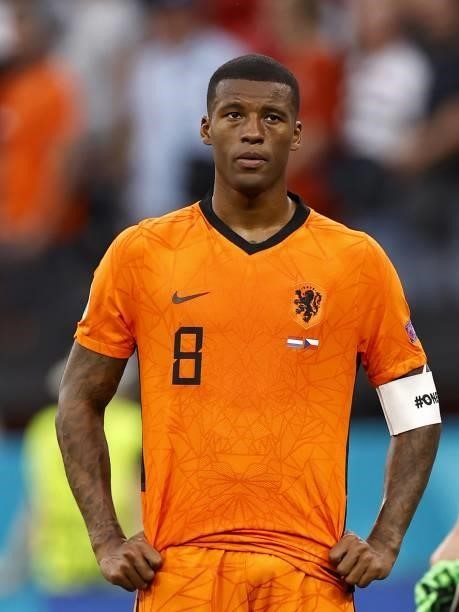 Georginio Wijnaldum of Holland disappointed during the UEFA EURO 2020 match between the Netherlands and the Czech Republic at Puskas Arena on June...