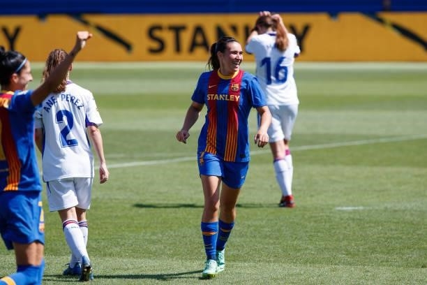 Mariona Caldenteny of FC Barcelona celebrate a goal during the Primera Iberdrola match between FC Barcelona and SD Eibar at Johan Cruyff Stadium in...