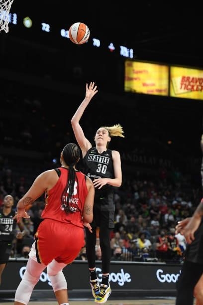 Breanna Stewart of the Seattle Storm shoots the ball against the Las Vegas Aces on June 27, 2021 at Michelob ULTRA Arena in Las Vegas, Nevada. NOTE...