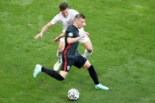 Mislav Orsic of Croatia during the UEFA Euro 2020 Championship Round of 16 match between Croatia and Spain at Parken Stadium on June 28, 2021 in...