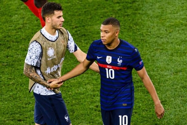Kylian Mbappe of France after missing a penalty shot during the UEFA Euro 2020 Championship Round of 16 match between France and Switzerland at...