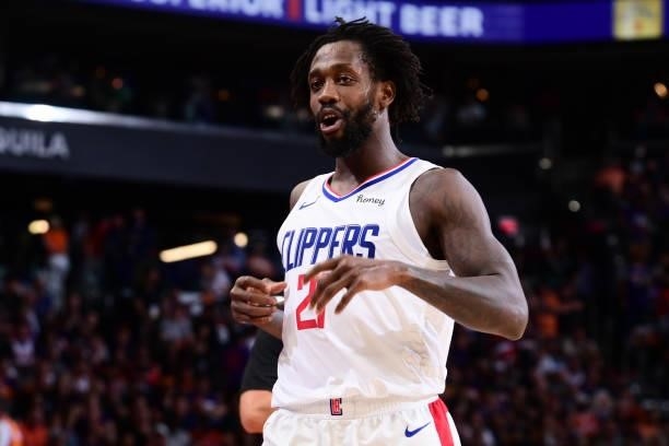 Patrick Beverley of the LA Clippers cheers during the game against the Phoenix Suns during Game 5 of the Western Conference Finals of the 2021 NBA...