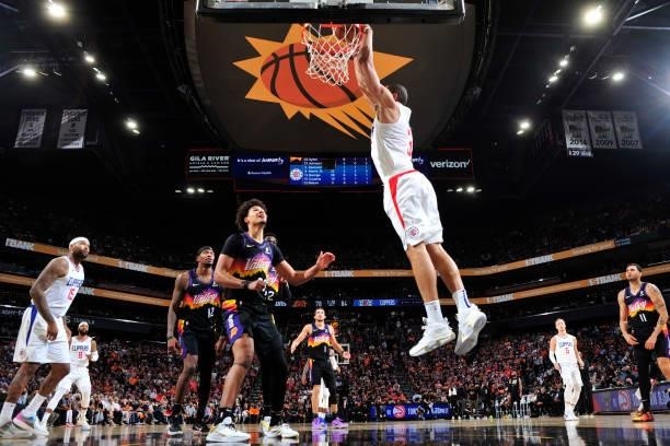 Nicolas Batum of the LA Clippers dunks the ball against the Phoenix Suns during Game 5 of the Western Conference Finals of the 2021 NBA Playoffs on...