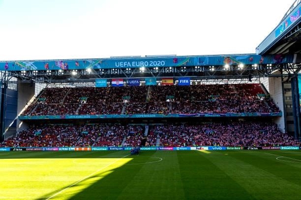 General view during the opening ceremony for the match between Croatia and Spain at Parken Stadium during the EURO 2020 championship on June 28, 2021...