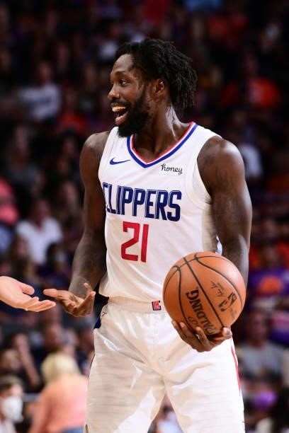 Patrick Beverley of the LA Clippers smiles during the game against the Phoenix Suns during Game 5 of the Western Conference Finals of the 2021 NBA...