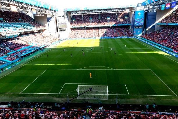 General view during the match between Croatia and Spain at Parken Stadium during the EURO 2020 championship on June 28, 2021 in Copenhagen, Denmark.