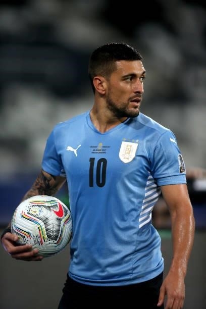 Giorgian De Arrascaeta of Uruguay looks on during the match between Uruguay and Paraguay as part of Conmebol Copa America Brazil 2021 at Estadio...