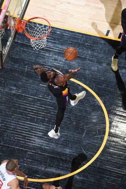 Deandre Ayton of the Phoenix Suns rebounds the ball during the game against the LA Clippers during Game 5 of the Western Conference Finals of the...