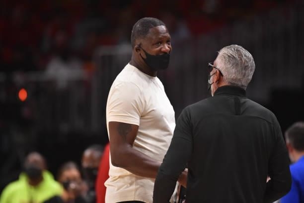 Legend, Dominique Wilkins, attends Game 4 of the Eastern Conference Finals of the 2021 NBA Playoffs on June 29, 2021 at State Farm Arena in Atlanta,...