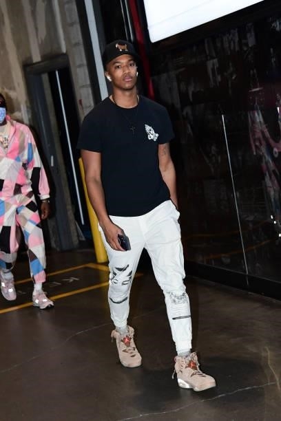 Ty-Shon Alexander of the Phoenix Suns arrives to the arena before the game against the LA Clippers during Game 6 of the Western Conference Finals of...