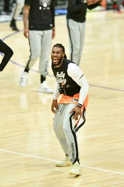 Jae Crowder of the Phoenix Suns smiles before the game against the LA Clippers during Game 6 of the Western Conference Finals of the 2021 NBA...
