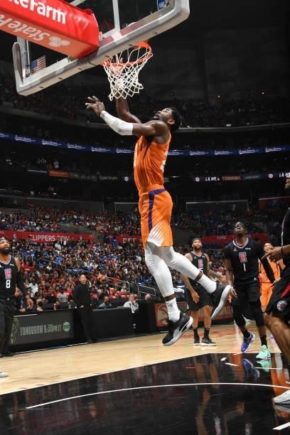 Deandre Ayton of the Phoenix Suns shoots the ball against the LA Clippers during Game 6 of the Western Conference Finals of the 2021 NBA Playoffs on...