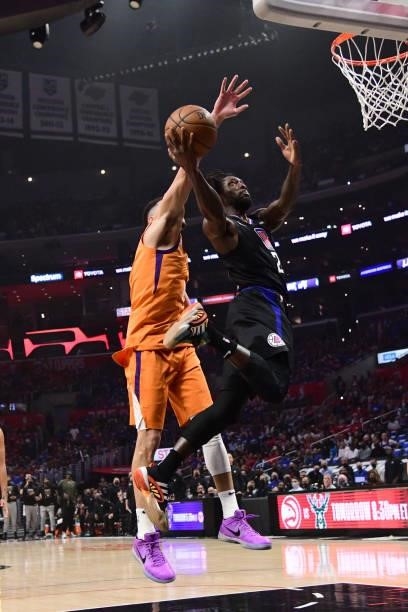 Patrick Beverley of the LA Clippers drives to the basket against the Phoenix Suns during Game 6 of the Western Conference Finals of the 2021 NBA...