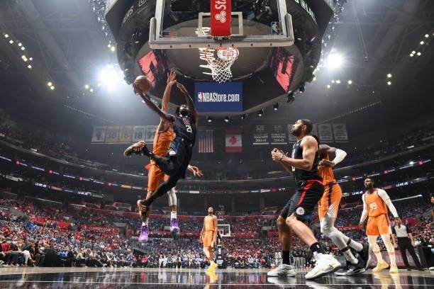 Patrick Beverley of the LA Clippers drives to the basket against the Phoenix Suns during Game 6 of the Western Conference Finals of the 2021 NBA...