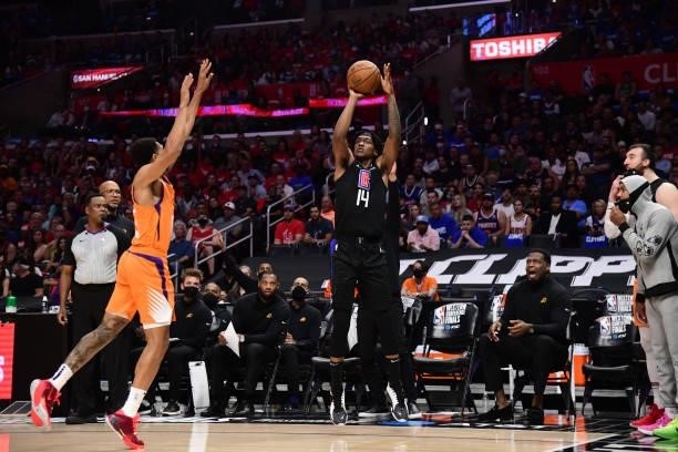 Terance Mann of the LA Clippers shoots the ball against the Phoenix Suns during Game 6 of the Western Conference Finals of the 2021 NBA Playoffs on...