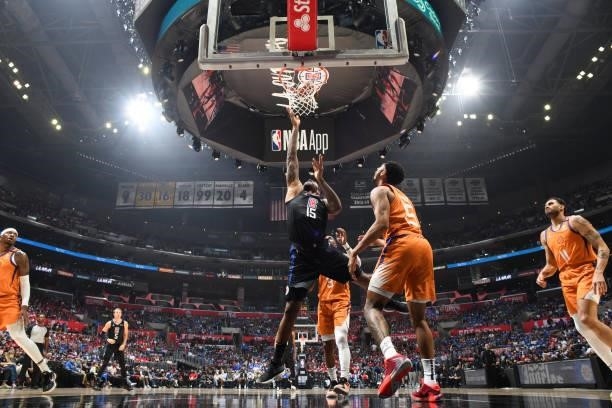 DeMarcus Cousins of the LA Clippers shoots the ball against the Phoenix Suns during Game 6 of the Western Conference Finals of the 2021 NBA Playoffs...