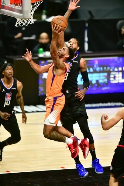 Cameron Payne of the Phoenix Suns drives to the basket during the game against the LA Clippers during Game 6 of the Western Conference Finals of the...