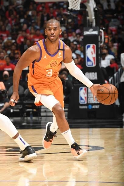 Chris Paul of the Phoenix Suns drives to the basket against the LA Clippers during Game 6 of the Western Conference Finals of the 2021 NBA Playoffs...