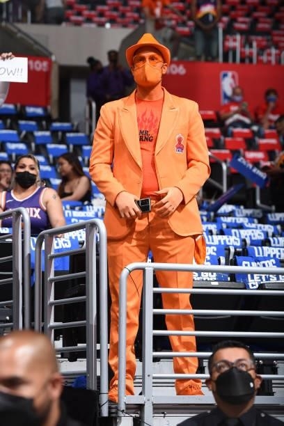 Phoenix Suns super fan, Mr. Orng. Attends the game between the Phoenix Suns and the LA Clippers during Game 6 of the Western Conference Finals of the...