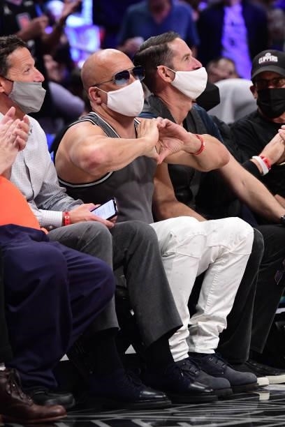 Actor, Vin Diesel attends the game between the Phoenix Suns and the LA Clippers during Game 6 of the Western Conference Finals of the 2021 NBA...