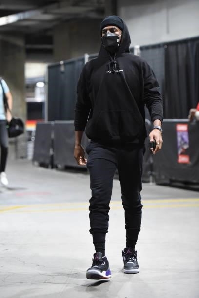 Chris Paul of the Phoenix Suns arrives to the arena prior to the game against the LA Clippers during Game 6 of the Western Conference Finals of the...