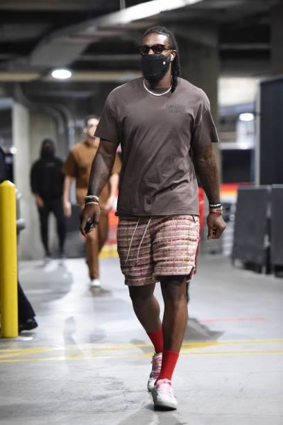Jae Crowder of the Phoenix Suns arrives to the arena prior to the game against the LA Clippers during Game 6 of the Western Conference Finals of the...