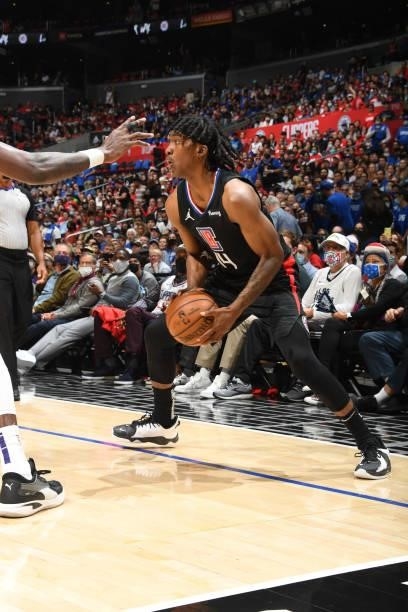 Terance Mann of the LA Clippers handles the ball against the Phoenix Suns during Game 6 of the Western Conference Finals of the 2021 NBA Playoffs on...