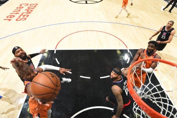 Chris Paul of the Phoenix Suns drives to the basket against the LA Clippers during Game 6 of the Western Conference Finals of the 2021 NBA Playoffs...