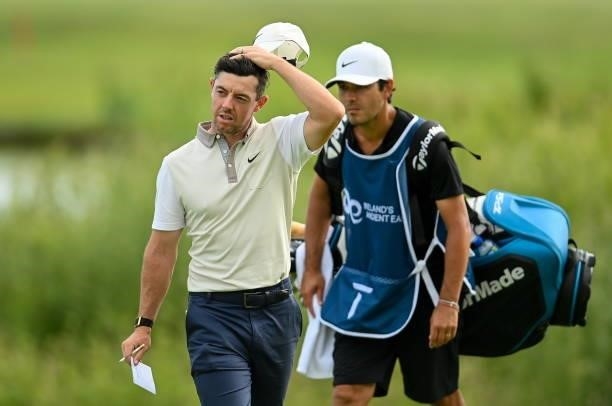 Kilkenny , Ireland - 1 July 2021; Rory McIlroy of Northern Ireland on the 18th green after finishing his round on day one of the Dubai Duty Free...