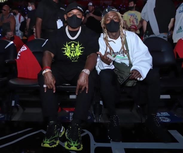 Rapper, Lil Wayne attends the game between the Phoenix Suns and the LA Clippers during Game 6 of the Western Conference Finals of the 2021 NBA...