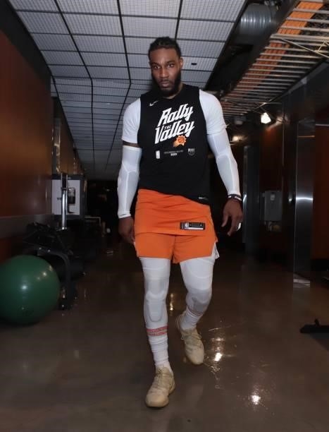Jae Crowder of the Phoenix Suns walks onto the arena before the game against the LA Clippers during Game 6 of the Western Conference Finals of the...