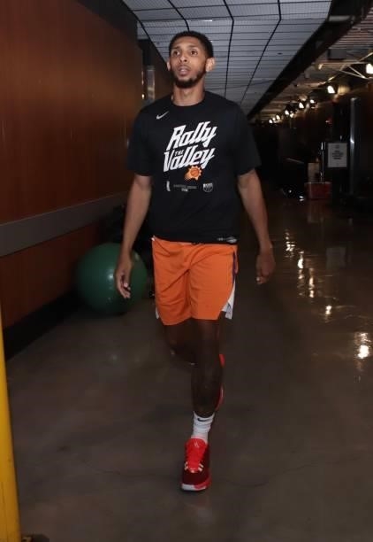 Cameron Payne of the Phoenix Suns walks onto the arena before the game against the LA Clippers during Game 6 of the Western Conference Finals of the...