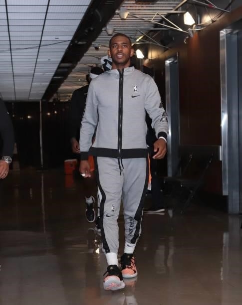 Chris Paul of the Phoenix Suns walks onto the arena before the game against the LA Clippers during Game 6 of the Western Conference Finals of the...