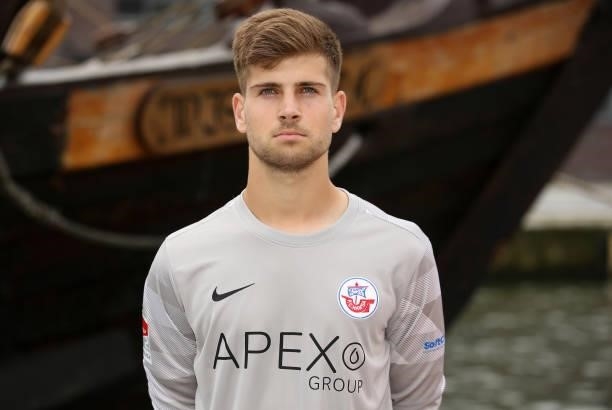 Ben Voll of FC Hansa Rostock poses during the team presentation on July 1, 2021 in Wismar, Germany.