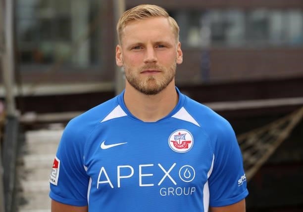 Hanno Behrens of FC Hansa Rostock poses during the team presentation on July 1, 2021 in Wismar, Germany.
