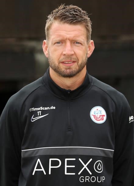 Goalkeeper coach Dirk Orlishausen of FC Hansa Rostock poses during the team presentation on July 1, 2021 in Wismar, Germany.