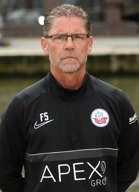 Physiotherapist Frank Scheller of FC Hansa Rostock poses during the team presentation on July 1, 2021 in Wismar, Germany.