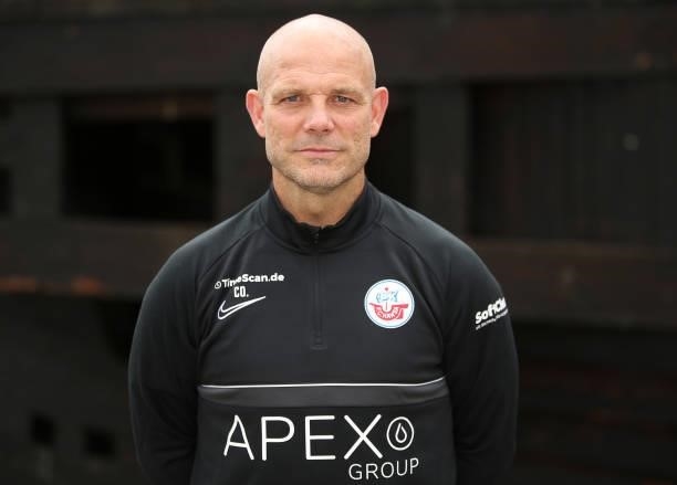 Assistance coach Ronny Thielemann of FC Hansa Rostock poses during the team presentation on July 1, 2021 in Wismar, Germany.