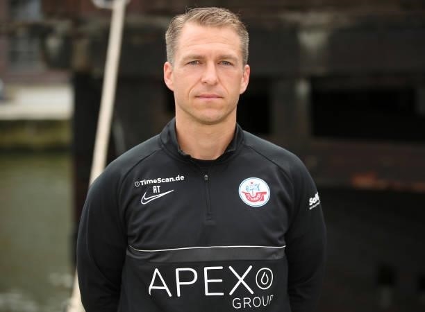 Athletic coach Bjoern Bornholdt of FC Hansa Rostock poses during the team presentation on July 1, 2021 in Wismar, Germany.