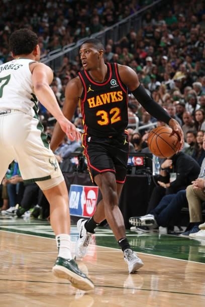 Kris Dunn of the Atlanta Hawks dribbles the ball during Game 5 of the Eastern Conference Finals of the 2021 NBA Playoffs on July 1, 2021 at the...