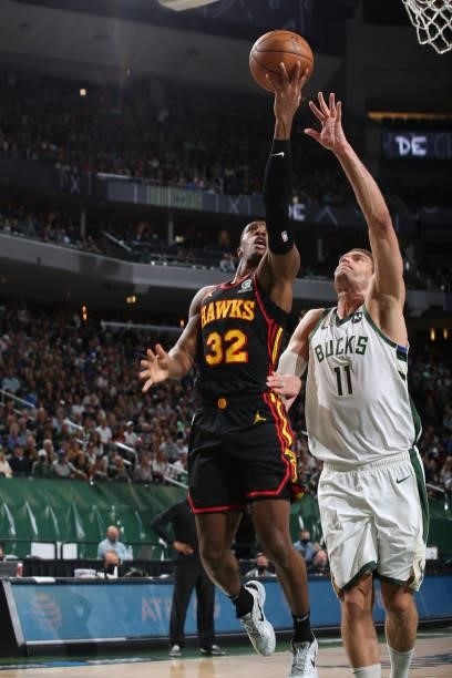 Kris Dunn of the Atlanta Hawks shoots the ball against the Milwaukee Bucks during Game 5 of the Eastern Conference Finals of the 2021 NBA Playoffs on...