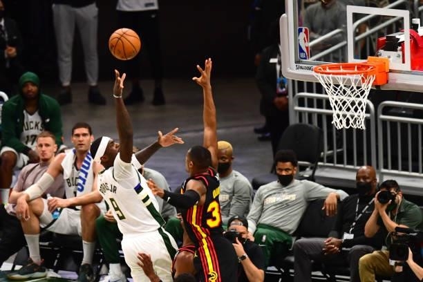 Bobby Portis of the Milwaukee Bucks shoots the ball during the game against the Atlanta Hawks during Game 5 of the Eastern Conference Finals of the...