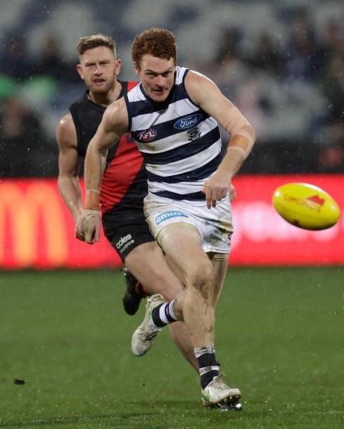 Gary Rohan of the Cats in action during the 2021 AFL Round 16 match between the Geelong Cats and the Essendon Bombers at GMHBA Stadium on July 2,...