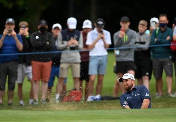 Kilkenny , Ireland - 2 July 2021; Shane Lowry of Ireland plays a shot from the bunker on the 13th hole during day two of the Dubai Duty Free Irish...