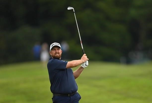 Kilkenny , Ireland - 2 July 2021; Shane Lowry of Ireland watches his shot on the 13th hole during day two of the Dubai Duty Free Irish Open Golf...