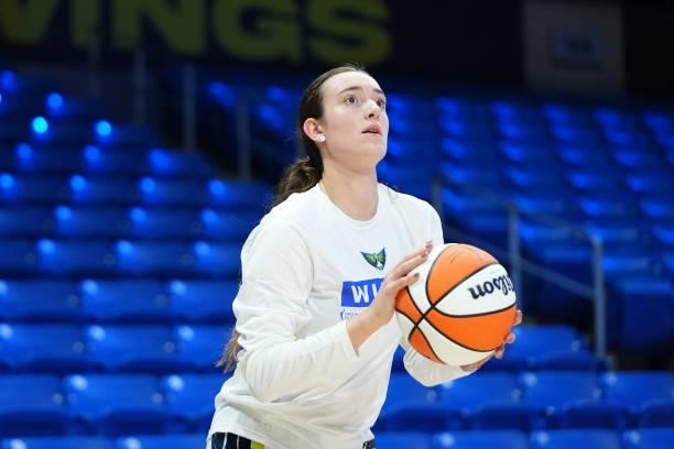 Marina Mabrey of the Dallas Wings looks to shoot the ball before the game against the Chicago Sky on July 2, 2021 at the College Park Center in...