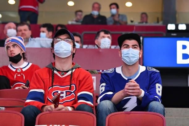 Fans wait for the Game Three of the Stanley Cup Final of the 2021 Stanley Cup Playoffs between the Montreal Canadiens and the Tampa Bay Lightning at...