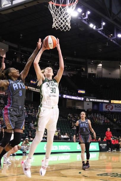 Breanna Stewart of the Seattle Storm shoots the ball against the Atlanta Dream on July 2, 2021 at the Angel of the Winds Arena, in Everett,...