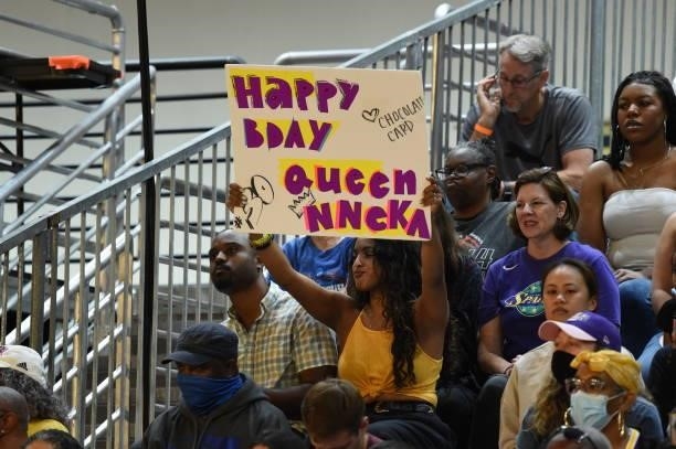 Sign for Nneka Ogwumike of the Los Angeles Sparks birthday on July 2, 2021 at Los Angeles Convention Center in Los Angeles, California. NOTE TO USER:...